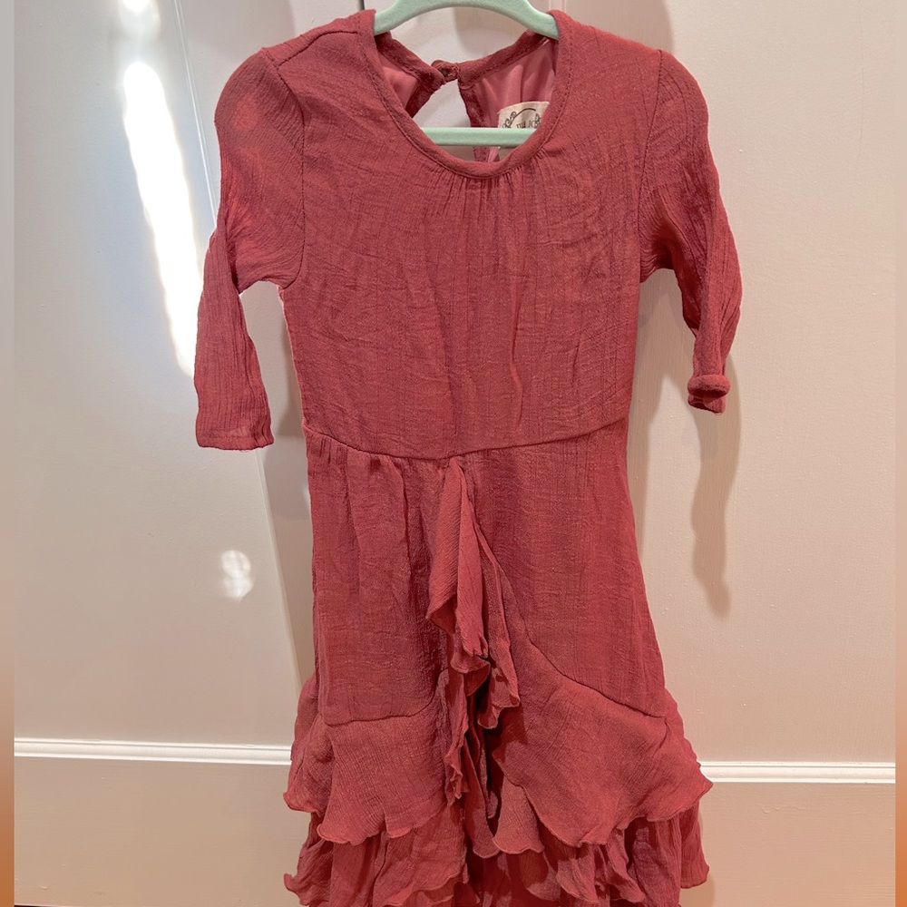 Joyfolie Mia joy ruffle high low dress in rose size 3